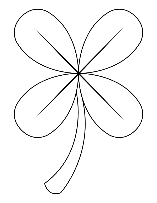 Printable easy four leaf clover coloring page