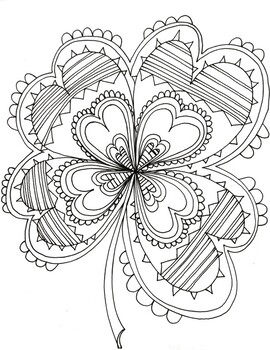 St patricks day leaf irish clover coloring page by davincis workshop