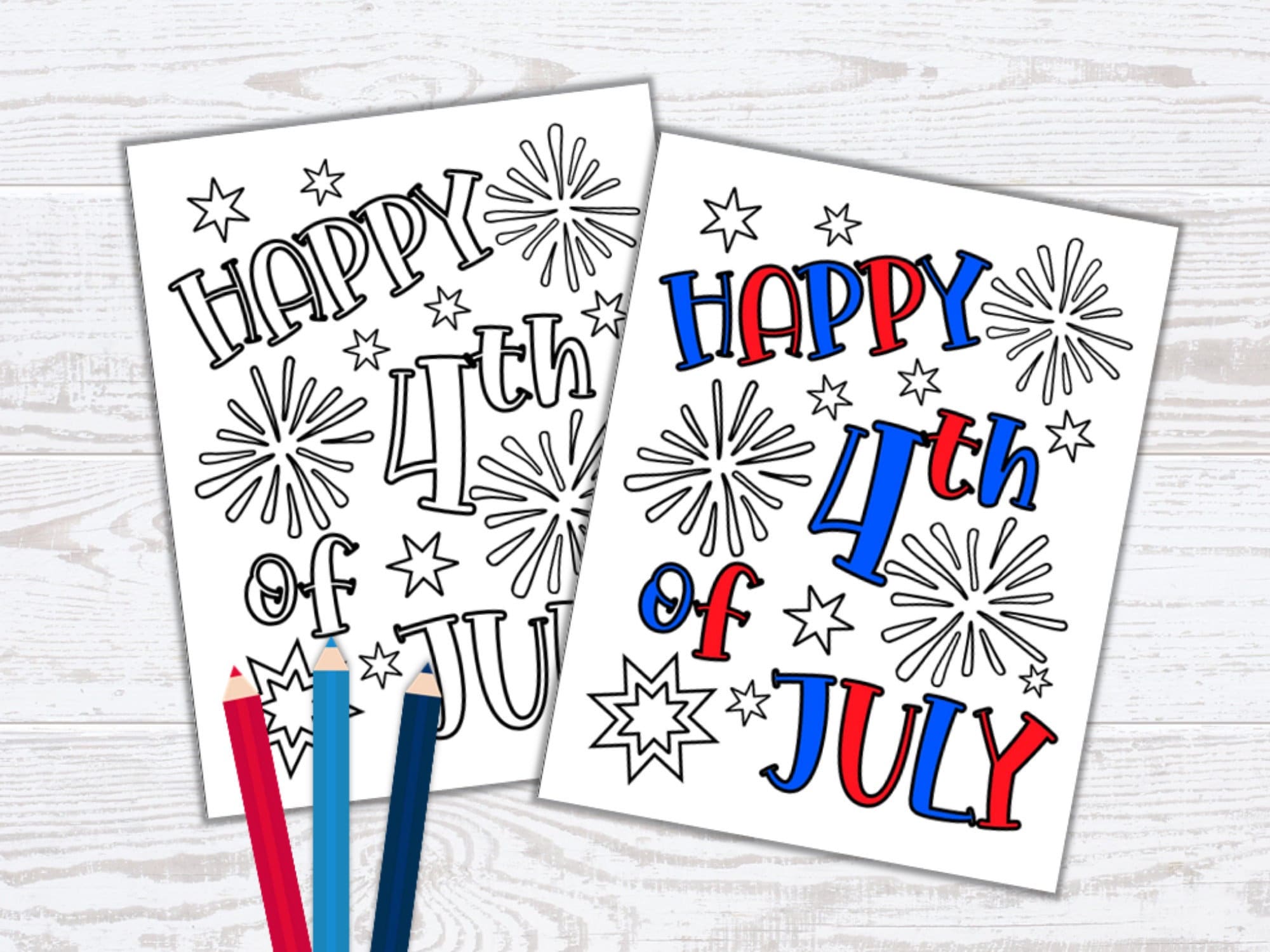 Happy th of july coloring cards diy fourth of july greeting cards child coloring card independence day activities instant download