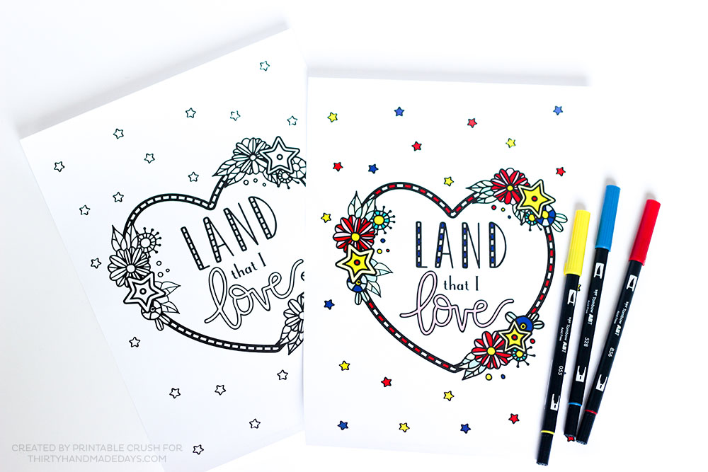 Land that i love fourth of july coloring page