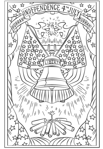 Hurrah independence th july postcard coloring page free printable coloring pages