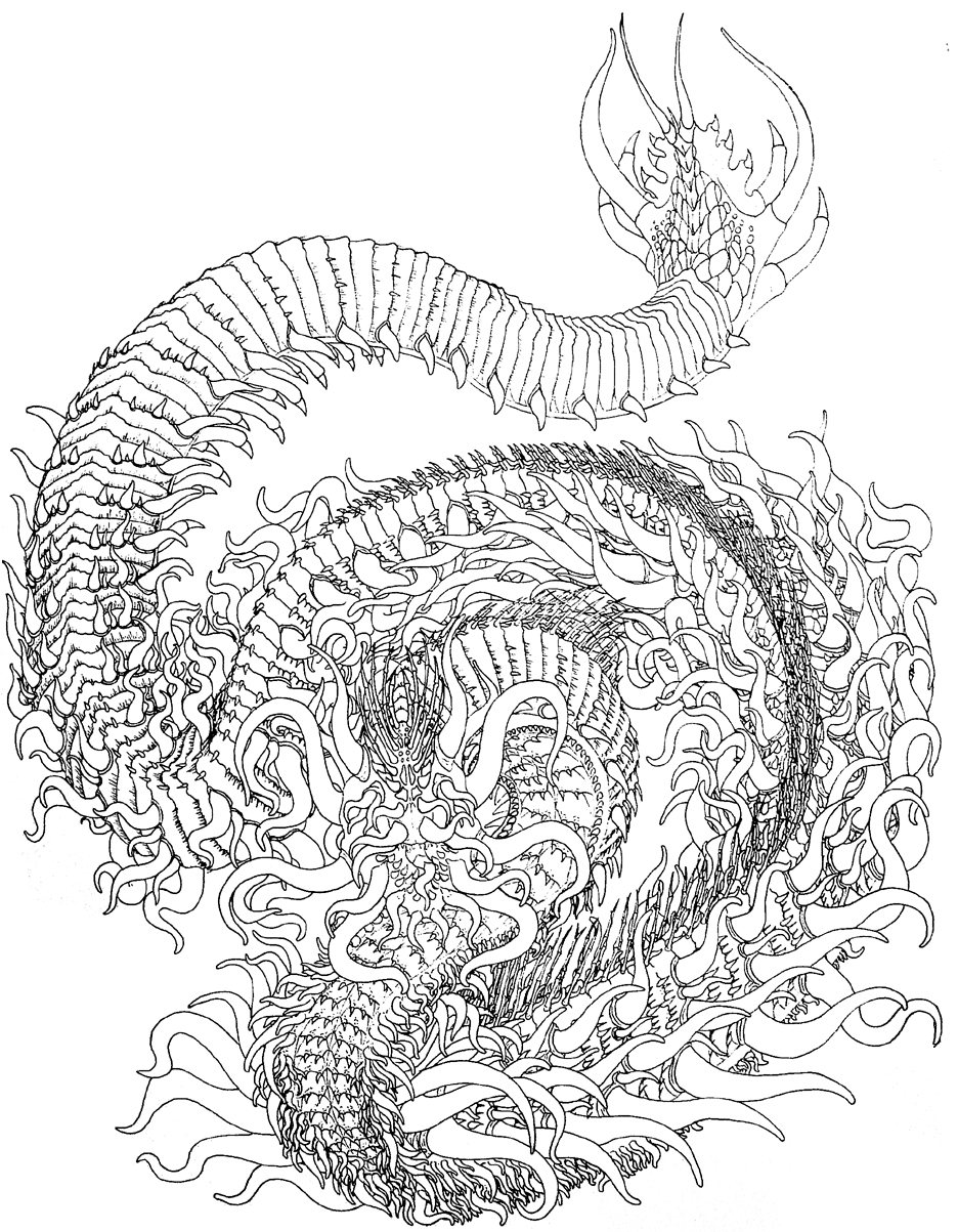 Fire dragon linework by benjamin