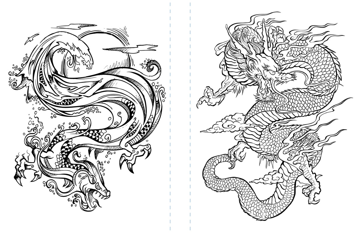 Free dragon coloring page to print adult coloring