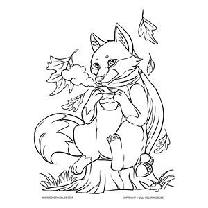 Autumn fox coloring page