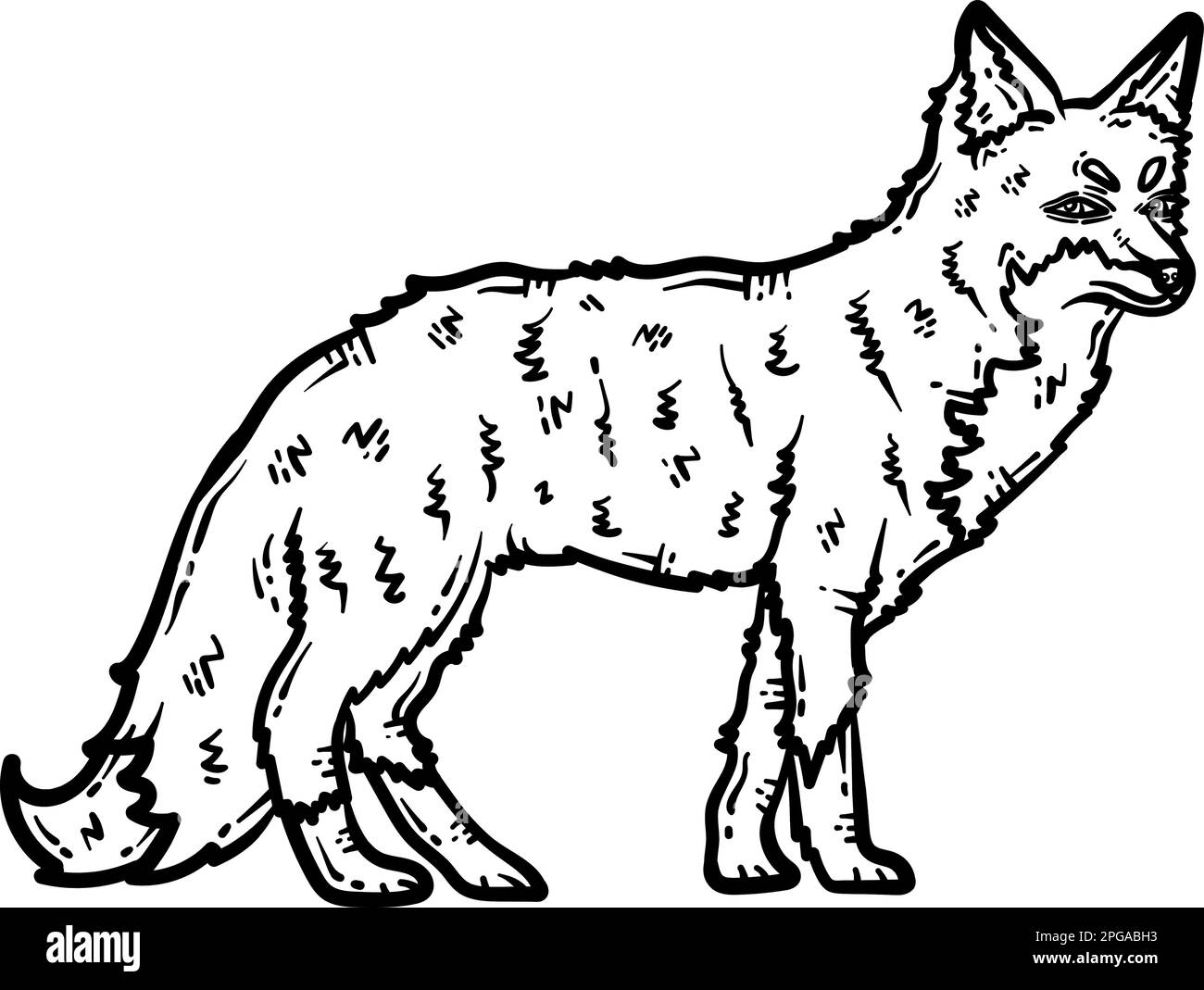 Fox animal coloring page for adult stock vector image art