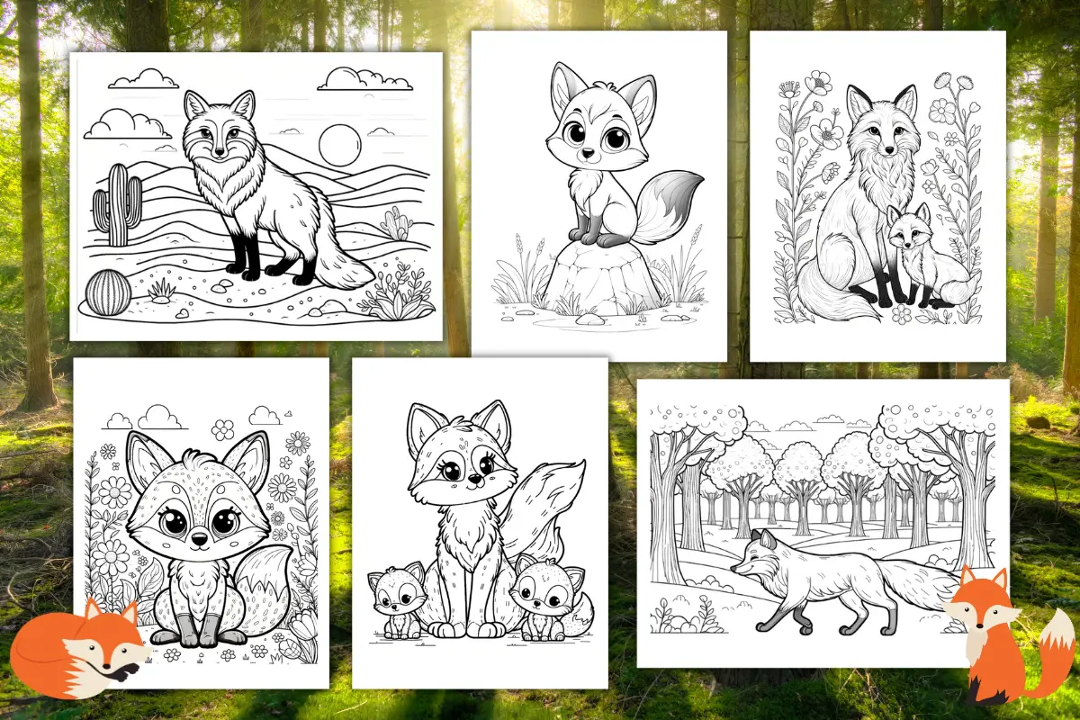 Free fox coloring pages for kids