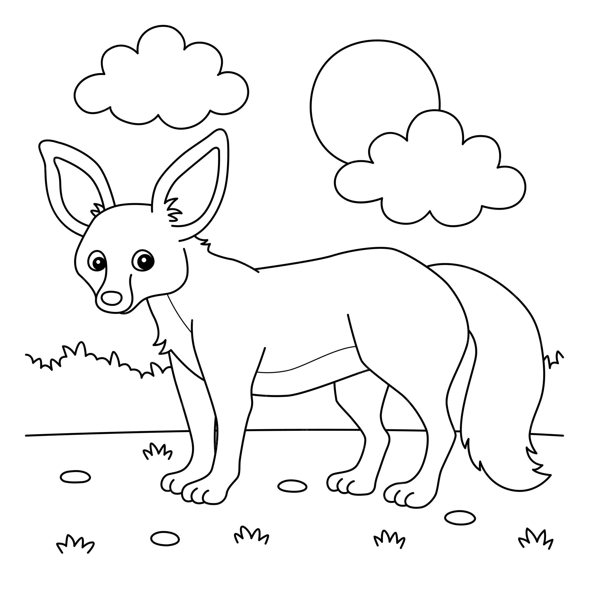 Premium vector bateared fox animal coloring page for kids