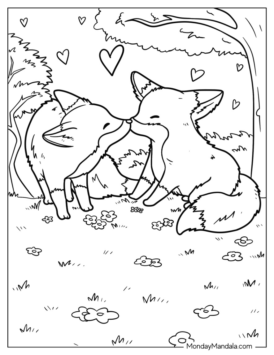 Fox coloring pages free pdf printables