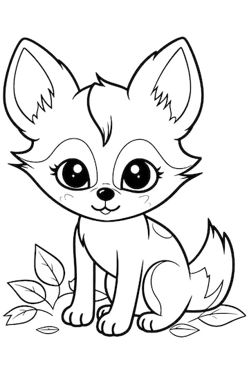 Premium vector cute animals coloring pages for kids fox coloring pages for kids