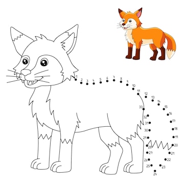 Premium vector dot to dot fox coloring page for kids