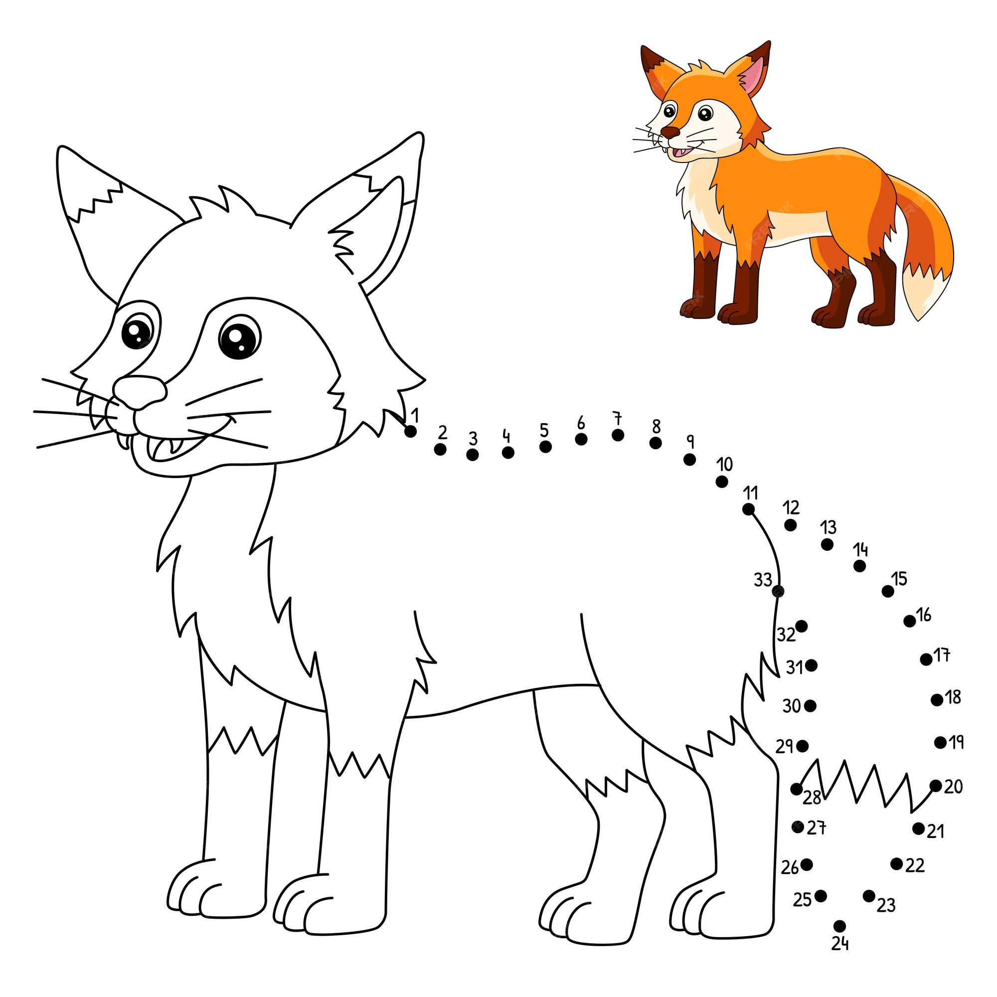 Premium vector dot to dot fox coloring page for kids