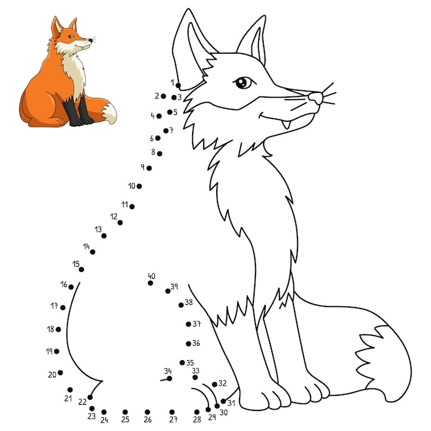 Premium vector dot to dot fox isolated coloring page for kids
