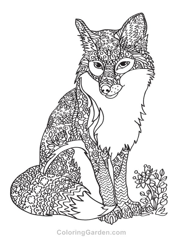 Free printable fox adult coloring page download it in pdf format at httpcoloringgardencoâ fox coloring page animal coloring pages free adult coloring pages