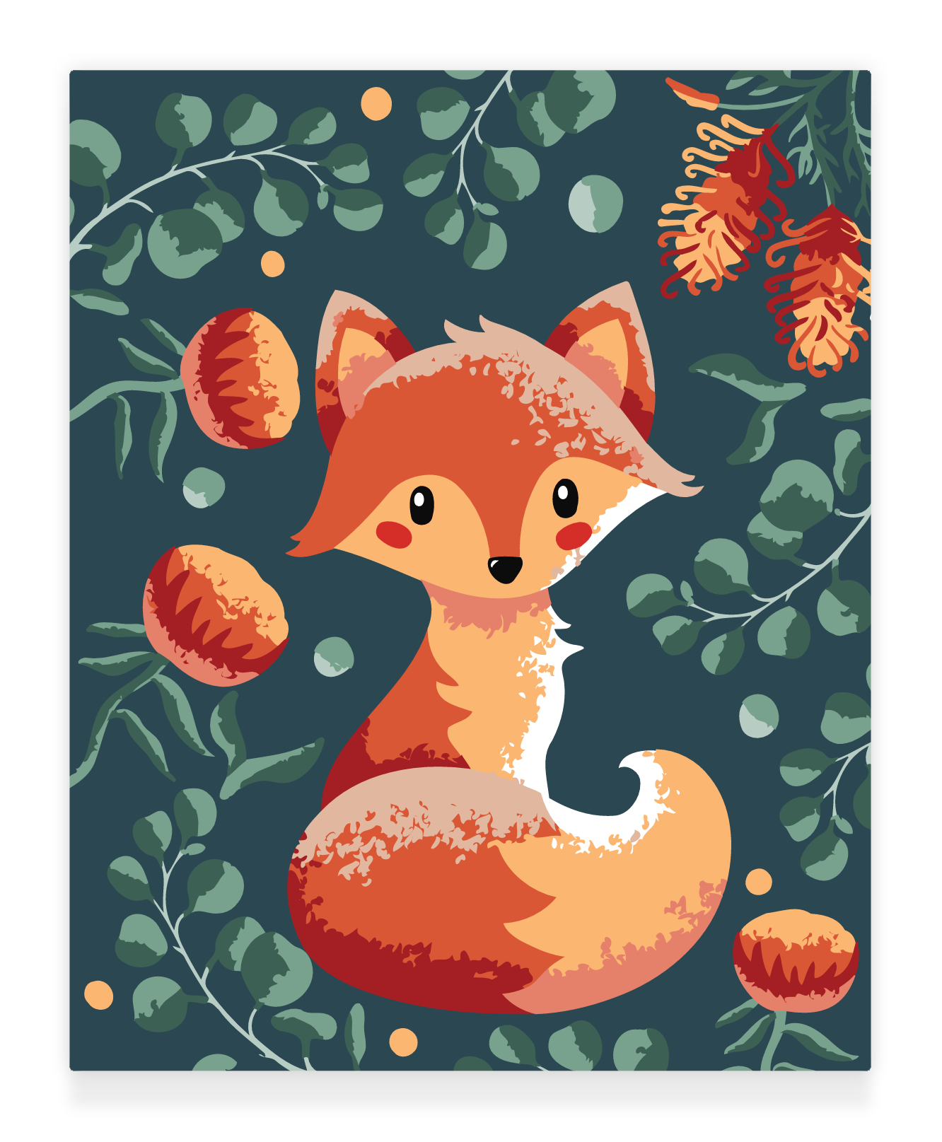 Xcm paint by numbers kit foxs haven cute fox with leafy backgro â