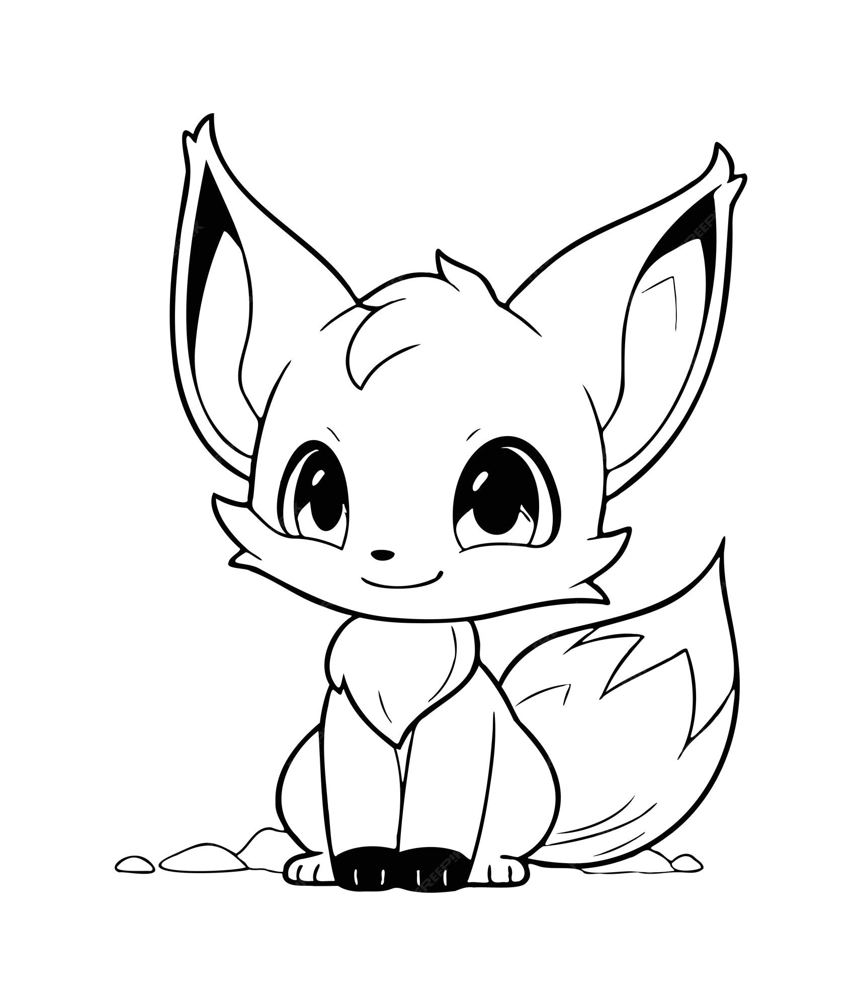 Premium vector cute fox printable coloring pages for children handdrawn vector illustration