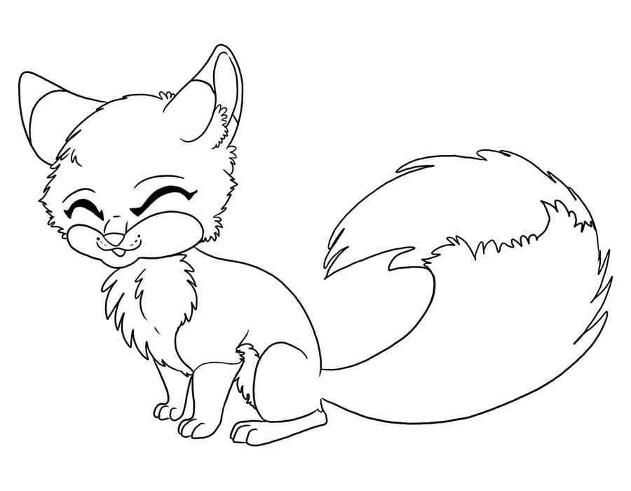 Cute laughing fox coloring page