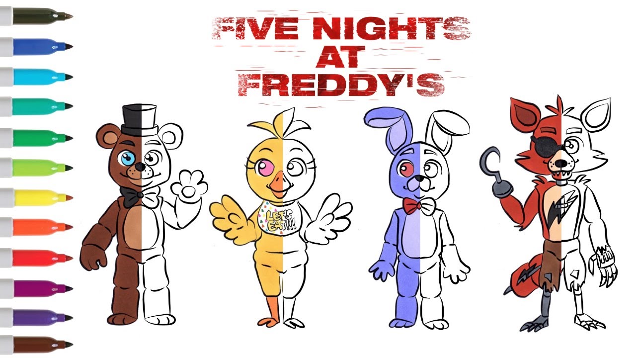 Five nights at freddys coloring book pages freddy chica bonnie foxy fnaf