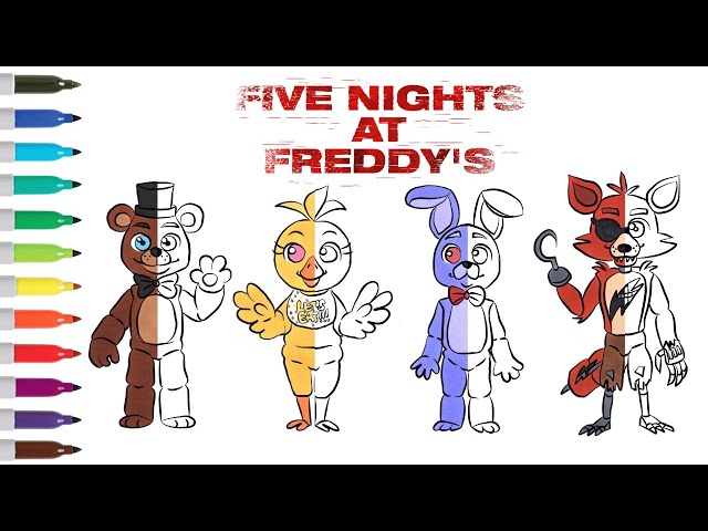 Five nights at freddys coloring book pages freddy chica bonnie foxy fnaf