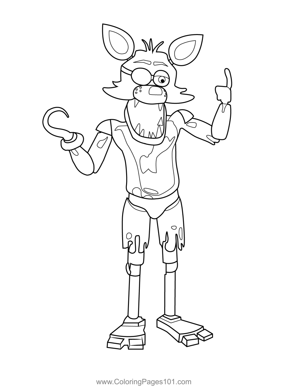 Foxy fnaf coloring page for kids