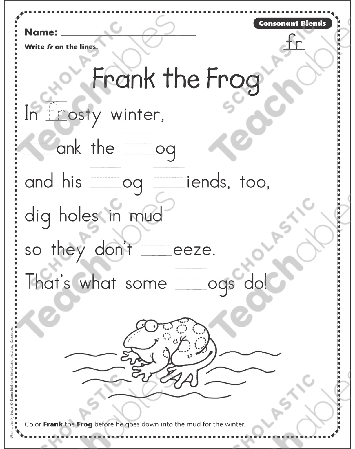 Frank the frog consonant blends