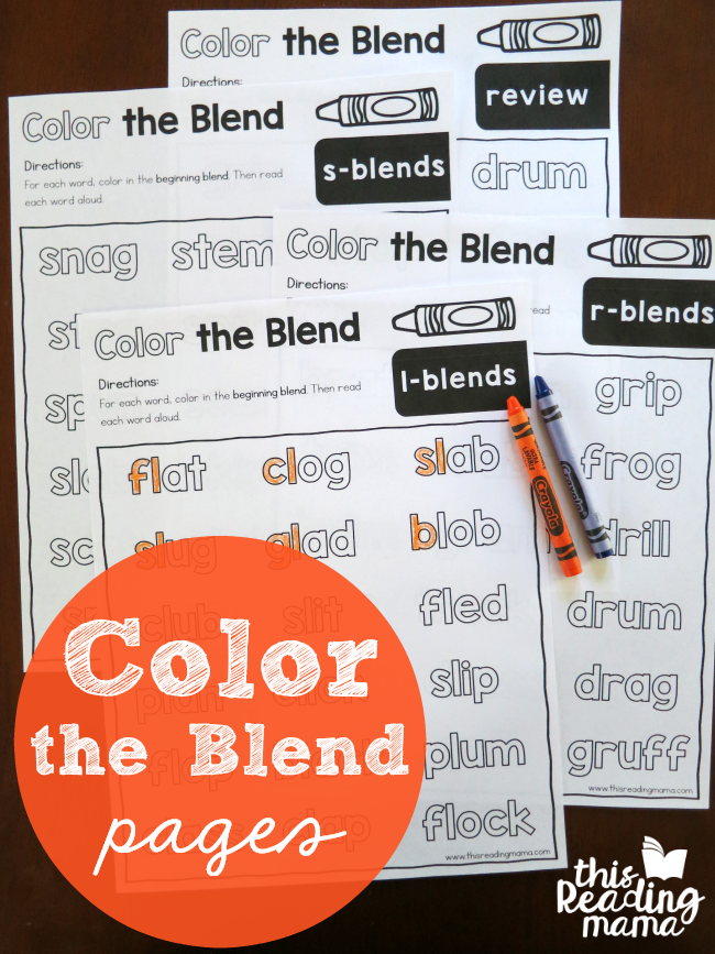 Color the blends phonics pages