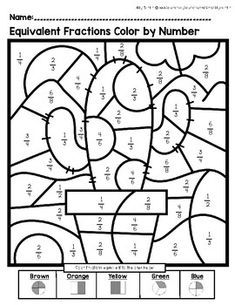 Fractions color by number includes equivalent fraction versions equivalent fractions fractions math fractions