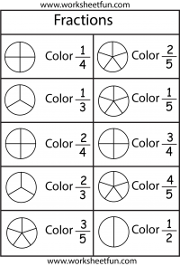 Color the fraction â worksheets free printable worksheets â