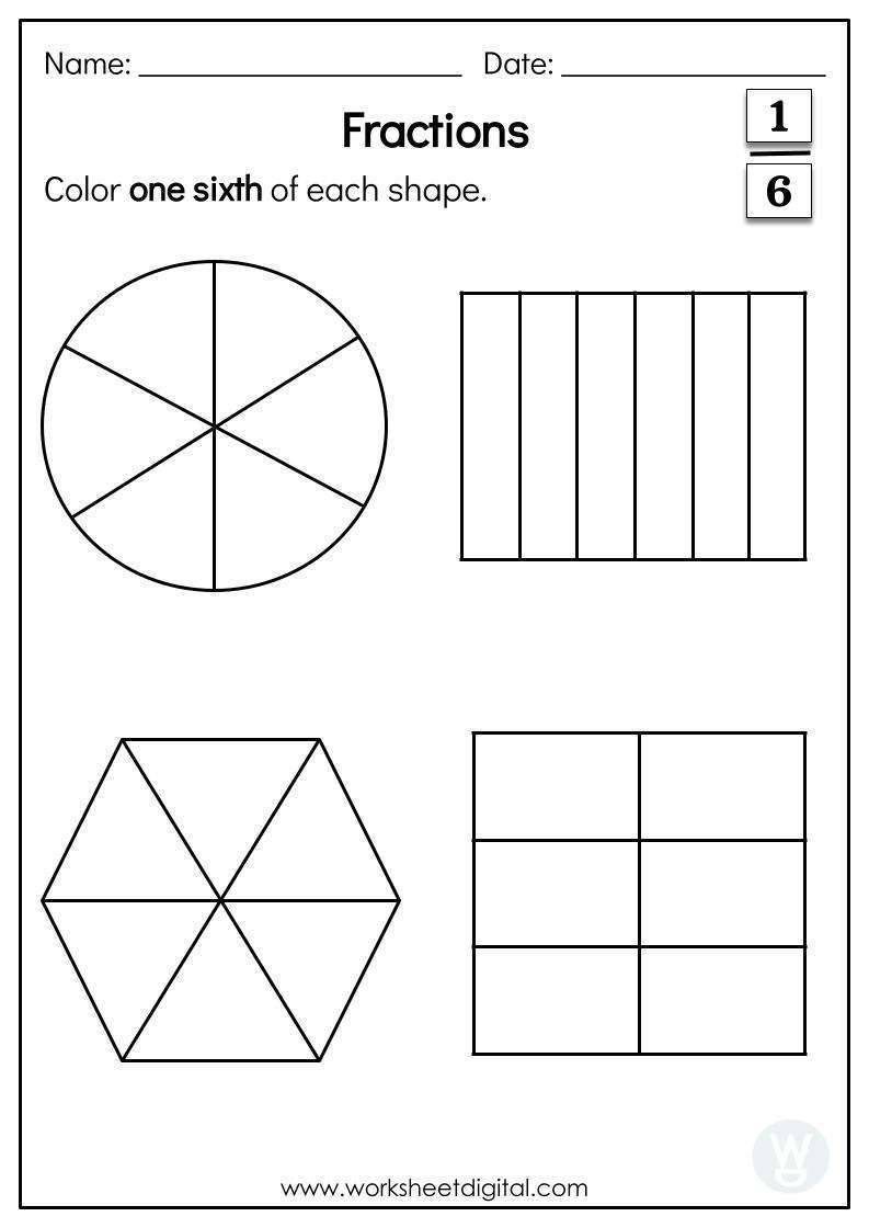 Fractions one sixth