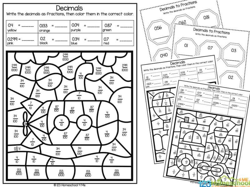 Free converting decimals to fractions worksheet pages