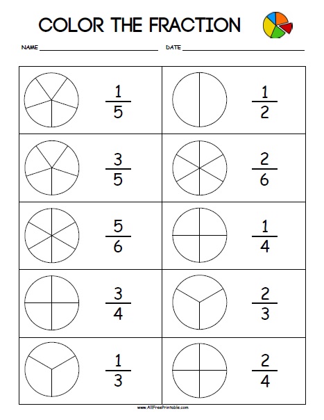 Color the fraction worksheets â free printable