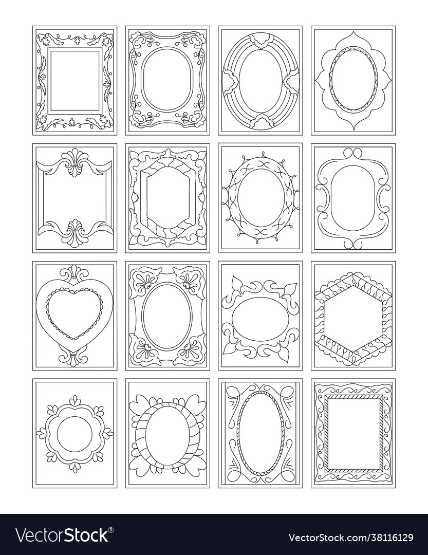 Pack floral frames coloring pages royalty free vector image