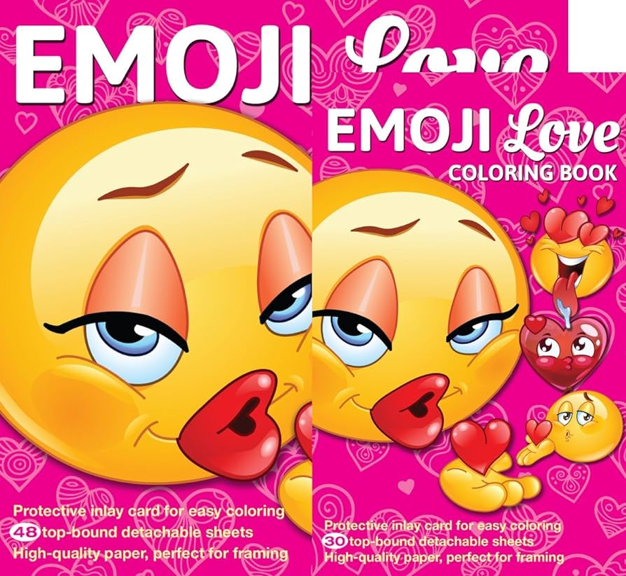 Emoji love coloring books for adults teens and kids two emoji books total of pages officially licensed emoji coloring book series newbourne media books