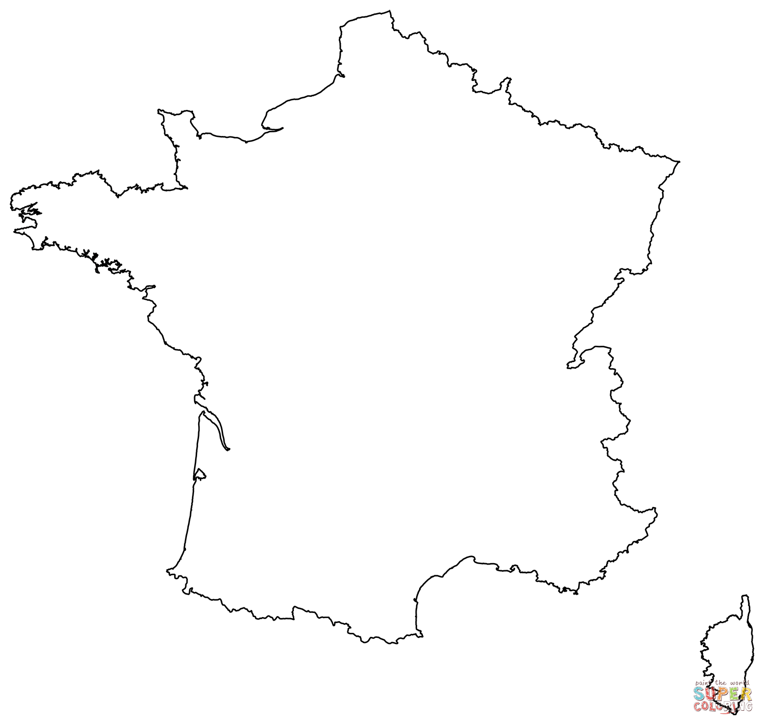 Outline map of france coloring page free printable coloring pages