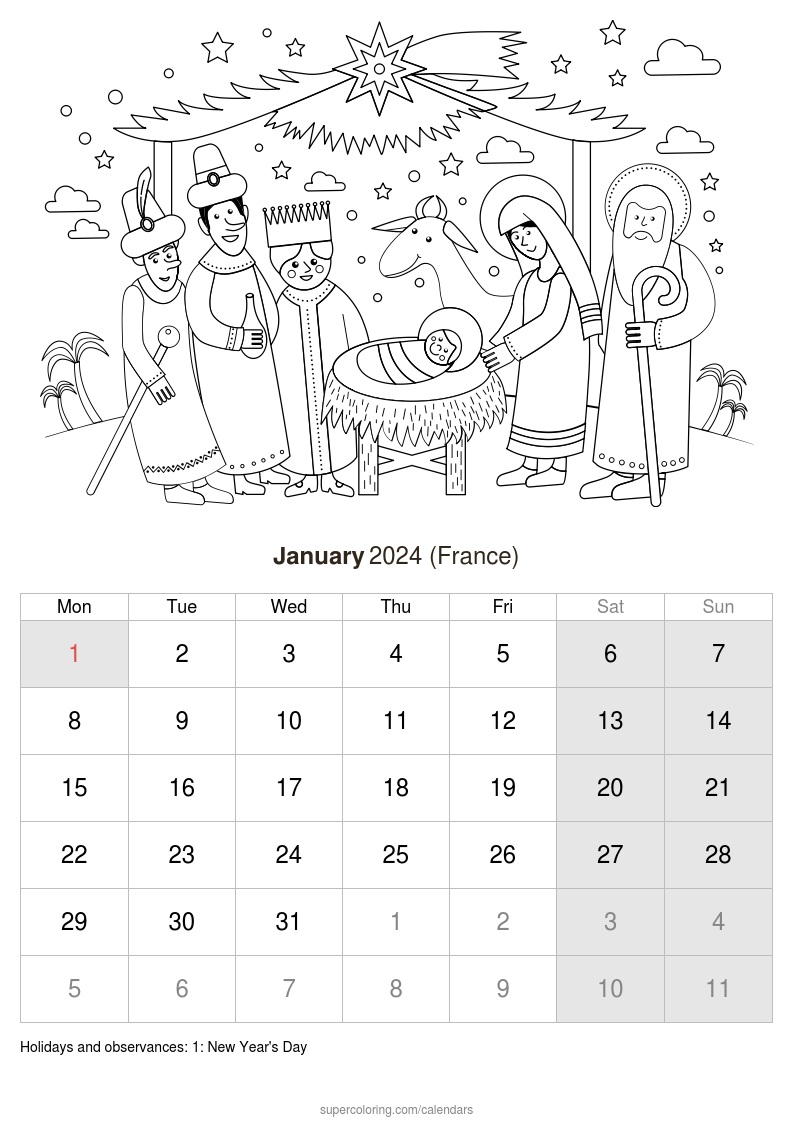 January calendar