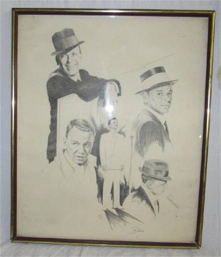 Glen banse signed frank sinatra pencil drawing