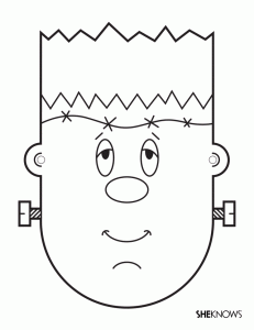 Frankenstein head coloring page