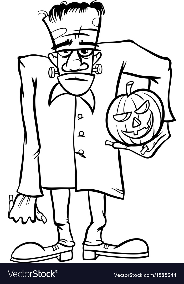 Frankenstein cartoon for coloring book royalty free vector