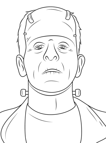 Scary frankenstein head coloring page free printable coloring pages