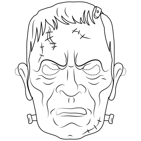 Frankenstein mask coloring page free printable coloring pages