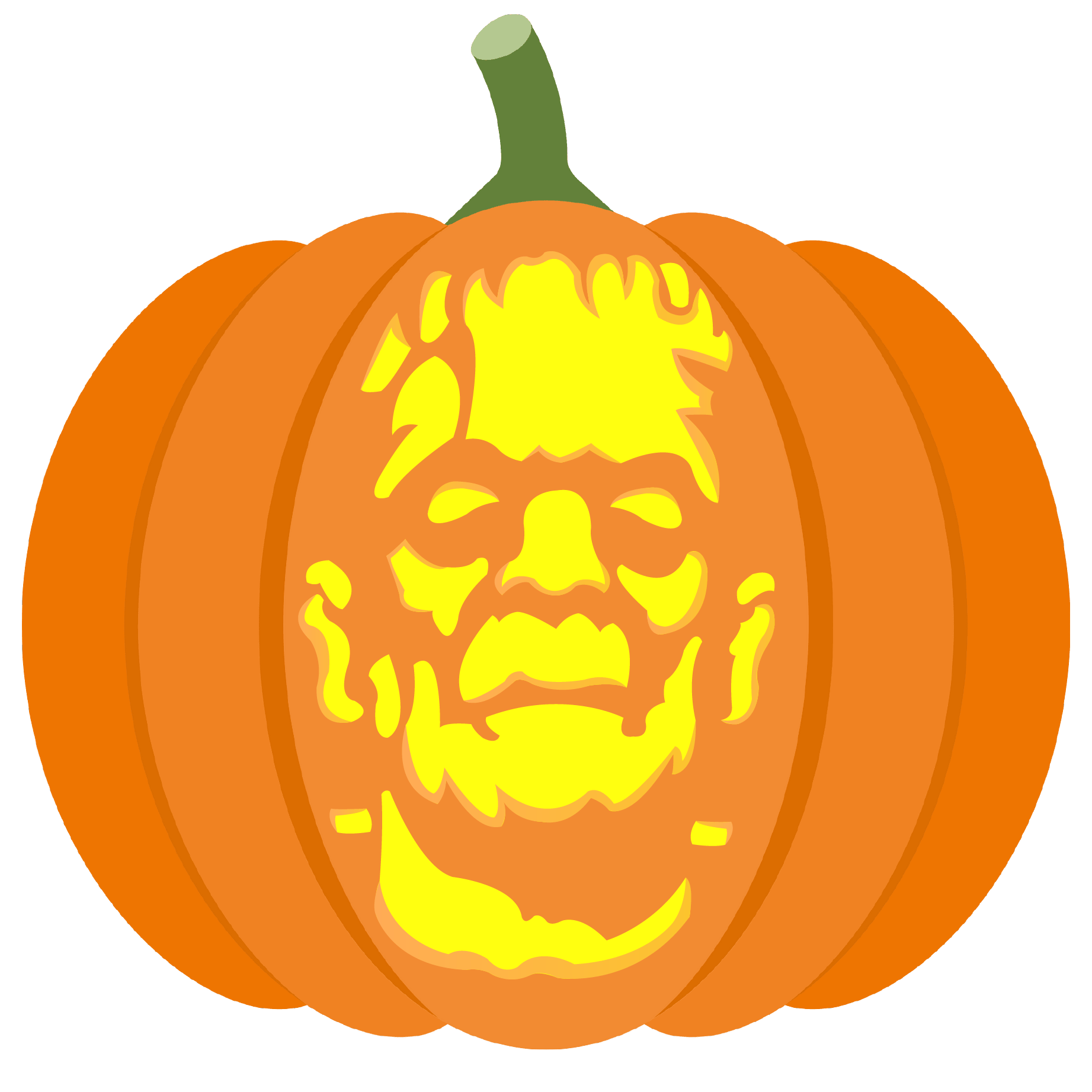 Frankenstein head pumpkin stencil free printable papercraft templates