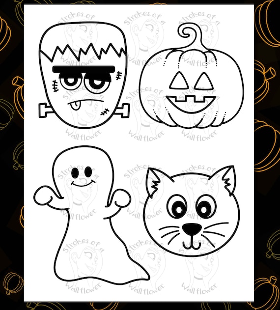 Halloween coloring pages halloween tracing pages pumpkin jack o lantern frankensteins monster ghost black cat
