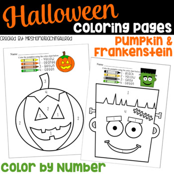Halloween coloring pages pumpkin color by number frankenstein activities