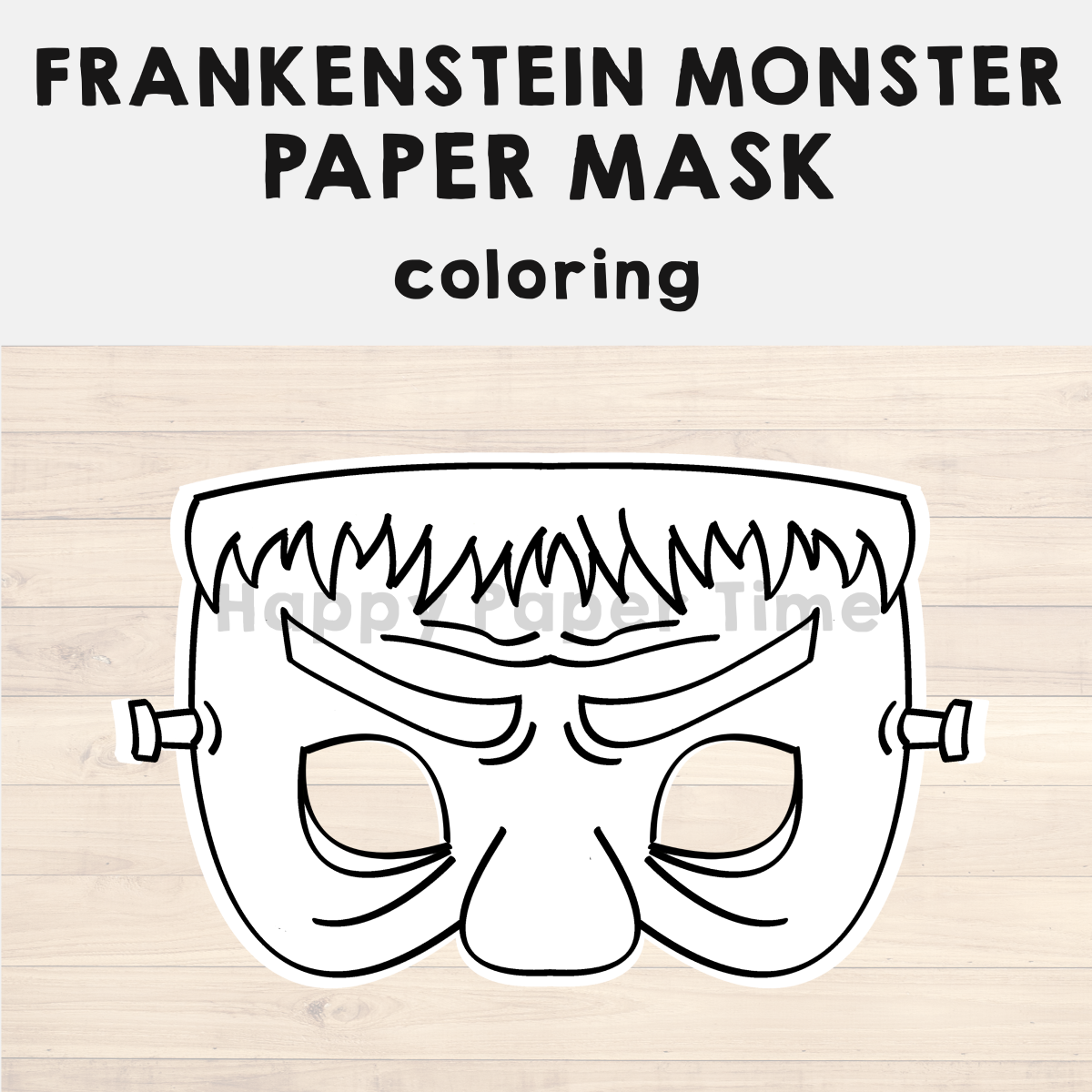 Frankenstein monster paper mask printable halloween coloring costume craft made by teachers