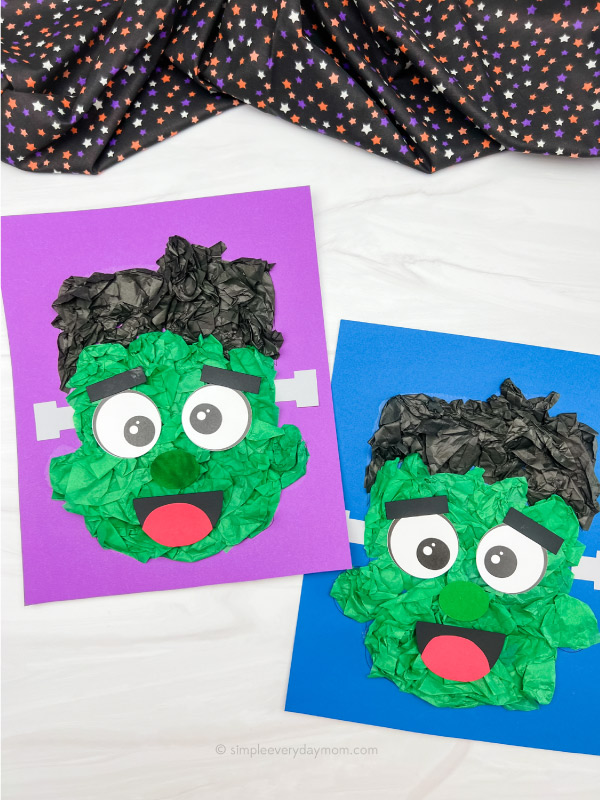 Frankenstein tissue paper craft for kids free template