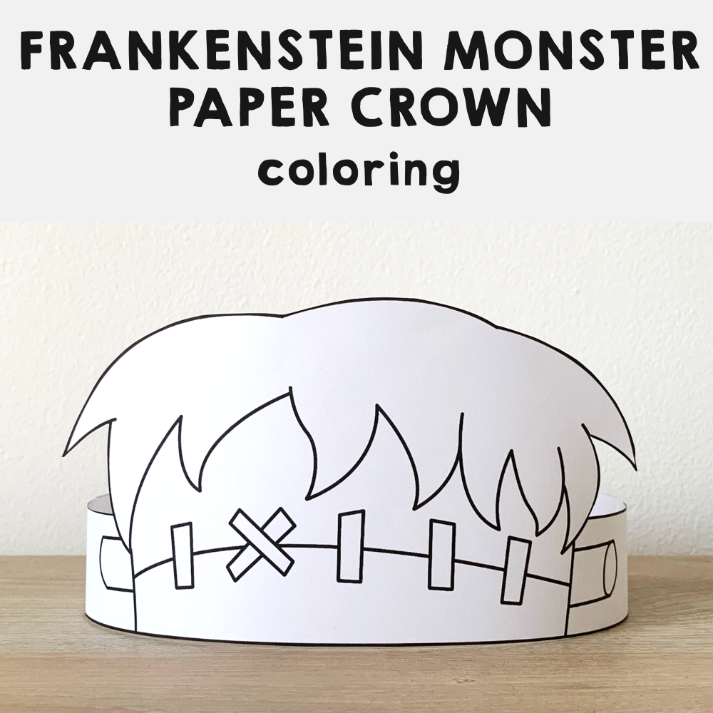 Frankenstein paper crown printable coloring halloween spooky craft activity made by teachers