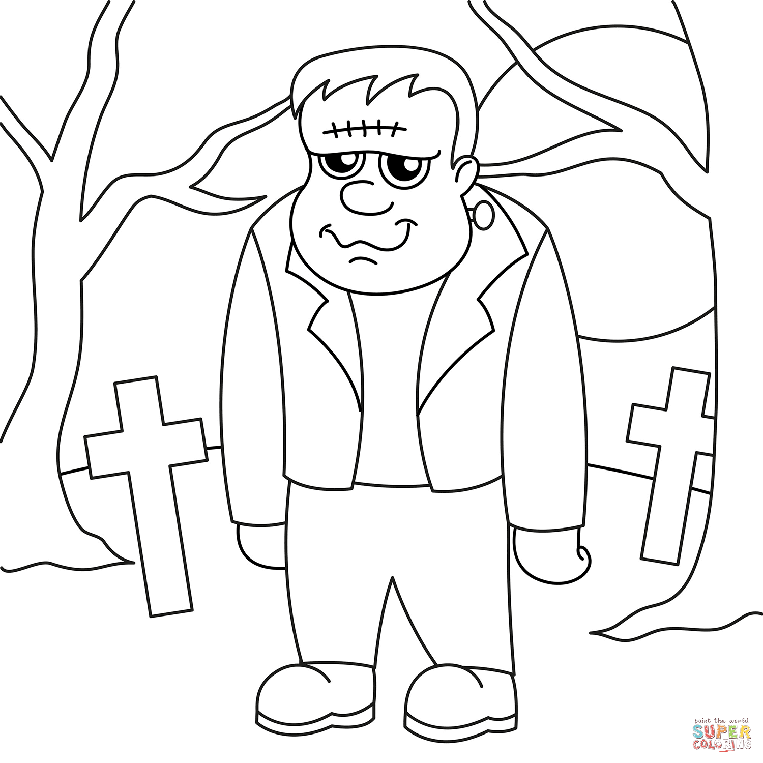 Cartoon frankenstein coloring page free printable coloring pages