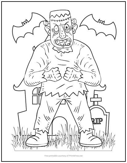 Frankensteins monster halloween coloring page print it free