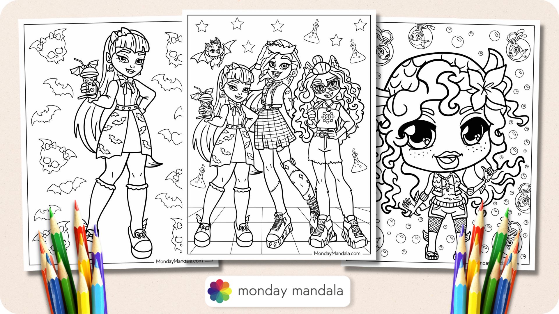 Monster high coloring pages free pdf printables