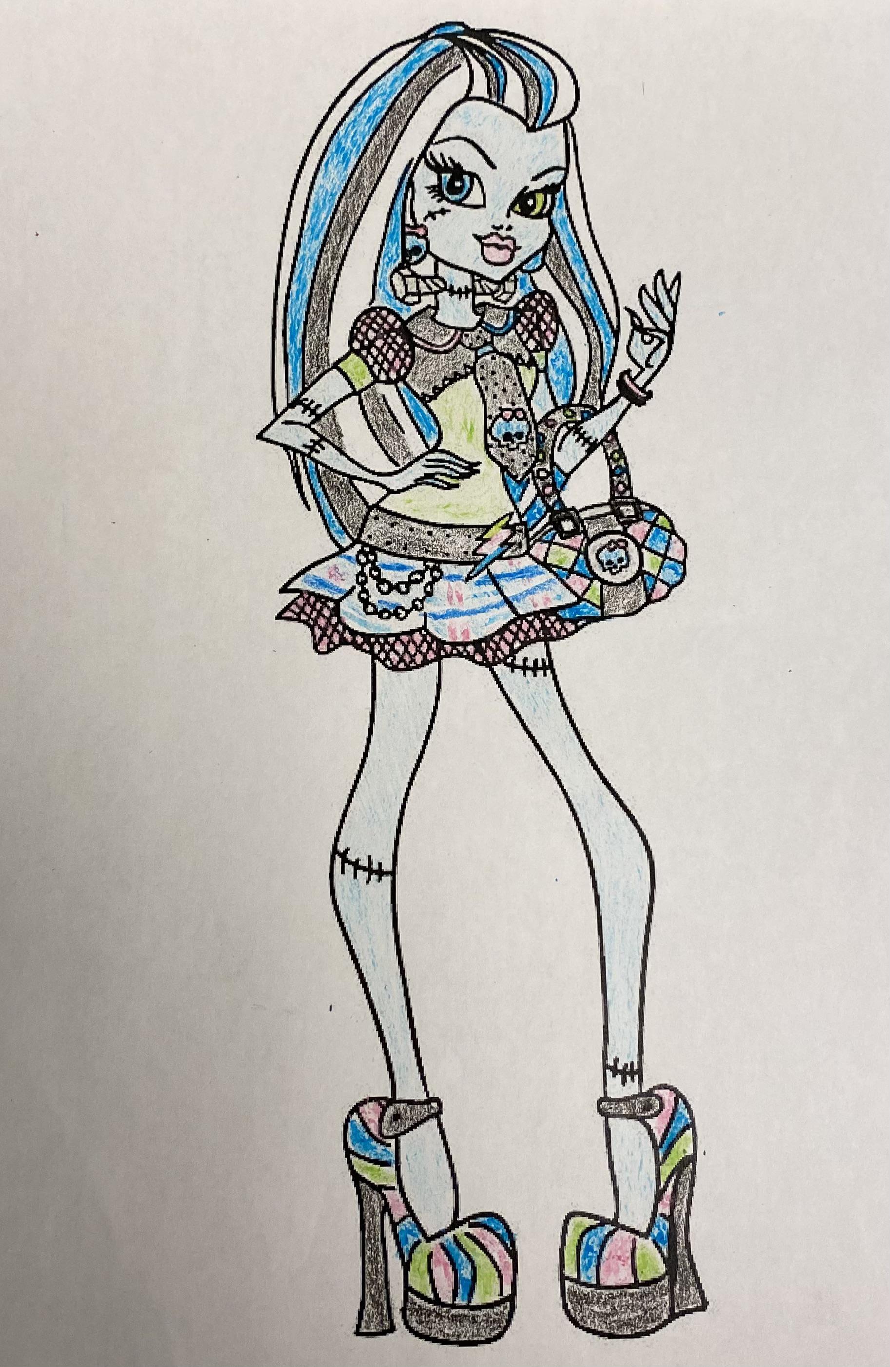 Frankie stein coloring page with g colors using cents crayons ð r monsterhigh