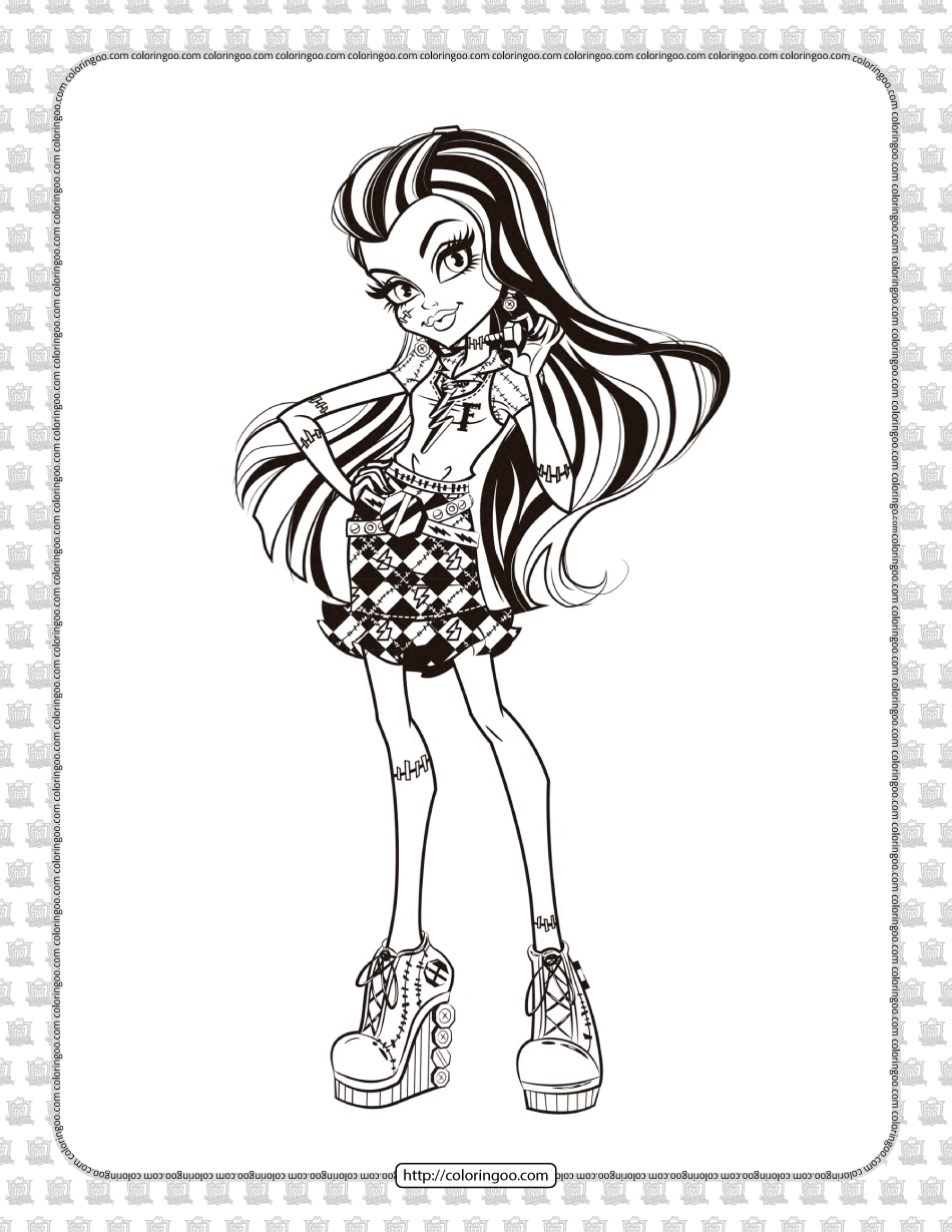 Printable monster high frankie stein coloring page coloring pages monster high monster high art